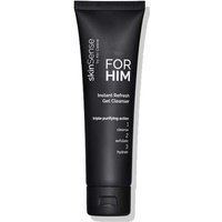 Black tube of SkinSense For Him Instant Refresh Gel Cleanser, 100ml, with white text and sleek design.