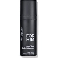 Black SkinSense For Him moisturiser bottle, 50ml, with white text and long-lasting lamellar technology label.