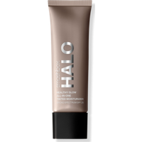 Tan tube of Smashbox Halo Tinted Moisturiser SPF25, black cap, silver text, 40ml size.