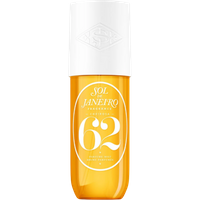Yellow Sol De Janeiro Brazilian CHEIROSA 62 bottle, white cap, oval label with brand and number 62 in white text.