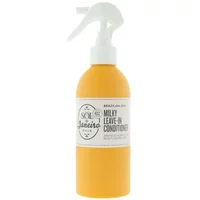 Yellow bottle of Sol de Janeiro Brazilian Joia Milky Leave-In Conditioner with white spray nozzle, 210ml.