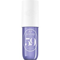 Purple Sol De Janeiro Cheirosa 59 Perfume Body Mist with white cap and embossed logo.