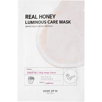 White Some by Mi face mask packet with honey design and black text.