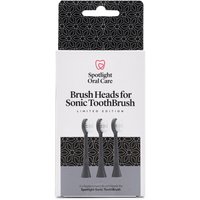 Spotlight Oral Care Sonic Head Replacements in rose gold, set of three with curved bristles in sleek black packaging.