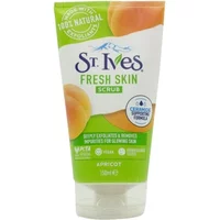 St. Ives Fresh Skin Apricot Scrub 150ml tube with green label and apricot images.