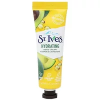 St. Ives Hydrating Hand Cream 30ml, yellow tube with avocado image and black cap.