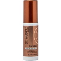 Bronze and white bottle of St. Moriz Advanced Glow Serum Bronzing Face Drops, 25 ml, with a metallic cap.