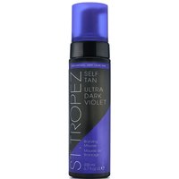 St. Tropez Self Tan Ultra Dark Violet Bronzing Mousse, 200ml, black bottle with purple cap and label accents.