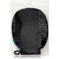 Black St. Tropez Tan Remover Mitt in clear packaging with white text and hanging loop.