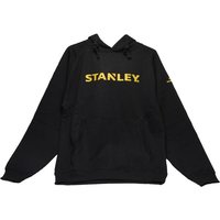Black Stanley hoody with yellow logo on chest, drawstring hood, and front pocket, size XXL.