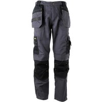 Grey Stanley holster trousers with black knee patches and multiple pockets, waist 36in, leg 31in.