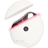 White StylPro Heated LED Electric Gua Sha with black power button and pink LED light accents, rounded design.