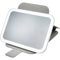 StylPro On Tour Petite Travel Mirror with LED light, rectangular shape, foldable grey cover.