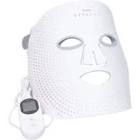 White Stylpro LED face mask with perforated design, eye and mouth cutouts, and attached control device with screen.