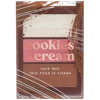 Sunkissed Cookies & Cream Face Trio 11.1g with three shades in a clear case, white, pink, and brown.