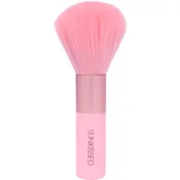 Pink Sunkissed Cosmetics bronzing brush with fluffy bristles and sleek handle.