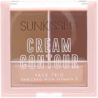 Sunkissed Cream Contour Trio 6.4g with three shades in a square compact, transparent lid, and bold white text.