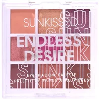 Sunkissed Endless Desire Eyeshadow Palette with 9 vibrant shades in a clear square case, featuring warm and cool tones.