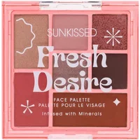 Sunkissed Fresh Desire Face Palette with 7 shades in pink, brown, and shimmer tones in a pink compact.