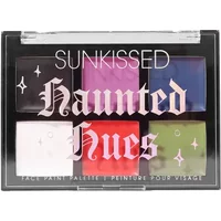 Sunkissed Haunted Hues face paint palette with six vibrant colors in a clear-lidded black case.