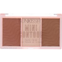 Sunkissed Mini Contour Face Trio 12.6g with three shades in a pink compact, featuring wavy embossed patterns.