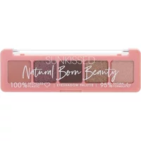 Pink Sunkissed eyeshadow palette with five shades in neutral tones, transparent lid, and white text.