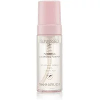 Clear bottle with pink pump, Sunkissed Purifying Cleansing Foamer 150ml, white text, gentle skincare formula.