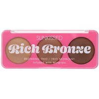 Sunkissed Rich Bronze Bronzing Trio with three shades in a pink rectangular compact.