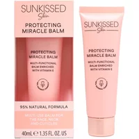 Sunkissed Skin Protecting Miracle Balm 40ml, pink tube with black text, boxed with matching design.