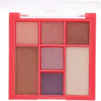 Sunkissed West Coast Face Palette with nine shades in a red rectangular case, featuring warm and neutral tones.