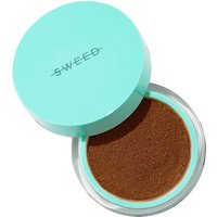 Teal compact of Sweed Miracle Powder-Deep 06 with brown powder and clear base.