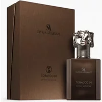 Brown Swiss Arabian Tobacco 01 Extrait De Parfum 50ml bottle with ornate silver cap and matching box.