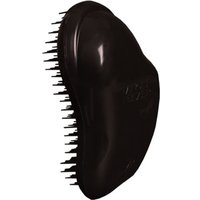 Black Tangle Teezer hairbrush with ergonomic shape and flexible bristles.