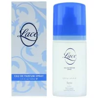 Taylor of London Lace Eau De Parfum 100ml, white bottle with blue cap, matching blue floral box design.