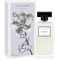 Ted Baker Elodie Eau de Toilette 100ml with floral box, clear rectangular bottle, and black cap.