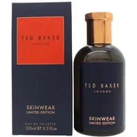 Ted Baker Skinwear Limited Edition Eau De Toilette 100ml, dark bottle with copper cap, navy and red packaging.