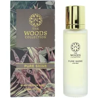"The Woods Collection Pure Shine Hair Mist 30ml, frosted bottle with gold cap, floral packaging"