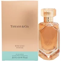 Tiffany & Co. Rose Gold Intense Eau De Parfum 75ml, faceted glass bottle with rose gold cap, matching box.