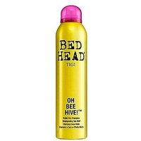 Yellow Tigi Bed Head Oh Bee Hive! Matte Dry Shampoo can with pink cap, black text.