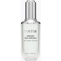Clear glass bottle with silver cap, labeled "TIRTIR Ceramic Milk Ampoule 40ml" in black text.