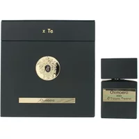 Black Tiziana Terenzi Chimaera perfume bottle with gold accents, matching box, 100ml, Anniversary Collection.
