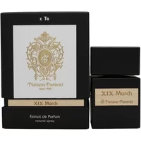 Black Tiziana Terenzi XIX March Extrait De Parfum 100ml bottle with gold emblem and matching black box.