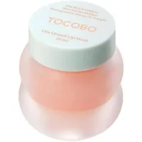 TOCOBO Vita Glazed Lip Mask 20ml in a frosted pink jar with a white lid featuring gold lettering.
