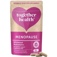 Together Health Menopause Vegicaps in pink pouch with heart logo, 60 capsules, wholefood multivitamin.