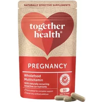Together Health Pregnancy Complex pack with red heart design and 60 vegicaps at the base.