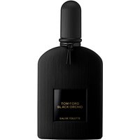 Black ribbed bottle of Tom Ford Black Orchid Eau de Toilette, 50 ml, with gold label and sleek cap.
