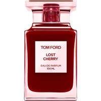 Red Tom Ford Lost Cherry Eau de Parfum bottle with rectangular label and pink cap, 100 ml size.