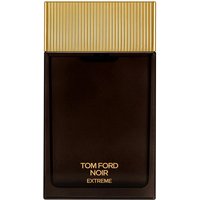 Black rectangular Tom Ford Noir Extreme perfume bottle with gold ribbed cap, 150 ml size.