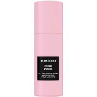Pink cylindrical bottle of Tom Ford Rose Prick body spray with black label.