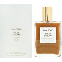 Tom Ford Soleil Brulant Shimmering Body Oil 100ml in clear rectangular bottle with gold cap and white label.